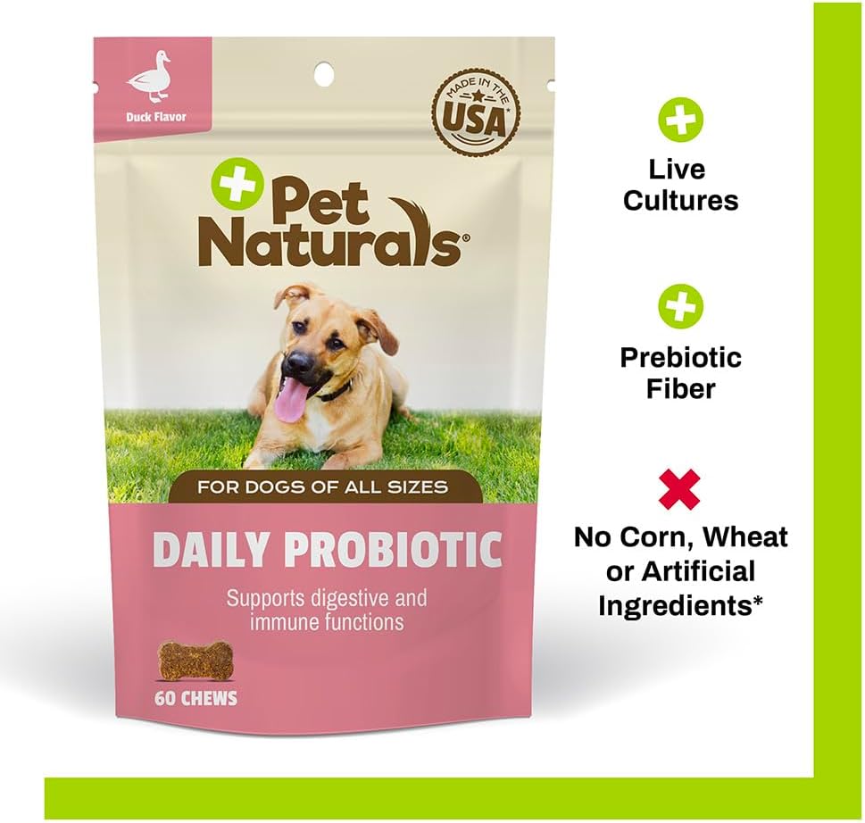 Pet Naturals Daily Probiotic for Dogs, 120M CFUs - Pre and Probiotics for Dogs Digestive Health, Gut Health, Immune Support, Diarrhea, Allergies and Itching - 60 Chews, Duck Flavor 4