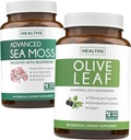 Sea Moss & Olive Leaf Extract (1-Month Supply) Olive Moss Blend - Organic Irish Sea Moss - Raw Vegan Supplement (60 Caps) & Olive Leaf Extract Super Strength: 20% Oleuropein - Vegetarian (120 Caps) 2