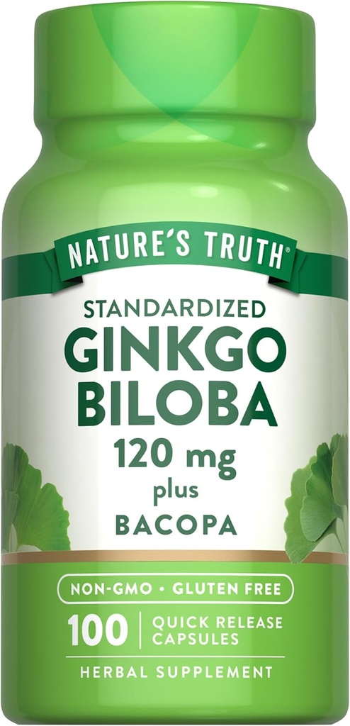 Nature's Truth Ginkgo Biloba 120mg | Plus Bacopa | 100 Quick Release Capsules | Standardized Extract | Non-GMO and Gluten Free Supplement 2