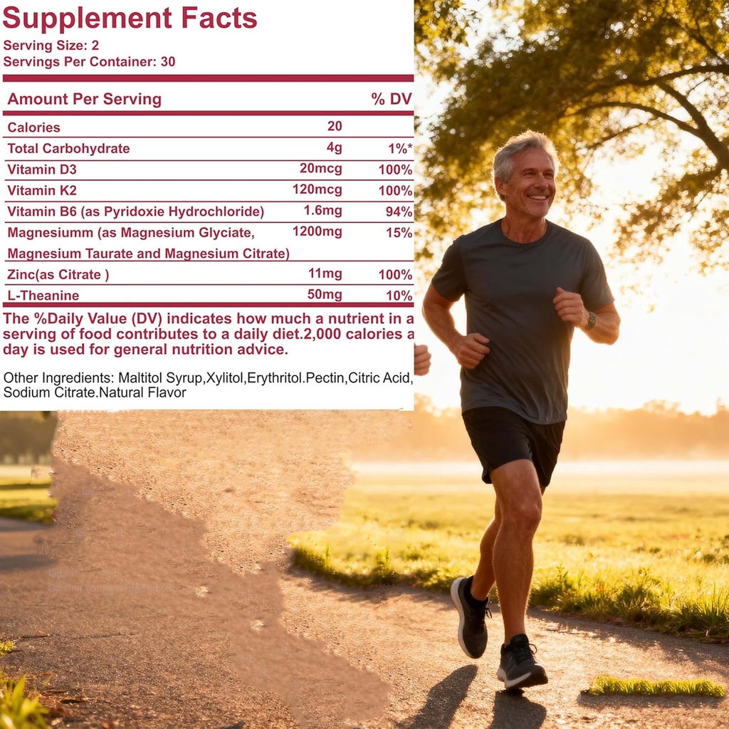 Magnesium Taurate Gummies with Magnesium Taurate, Magnesium Glycinate & Magnesium Citrate-for Heart Health, Muscles Function, Mood Support-Vegetarian, Non-GMO 3