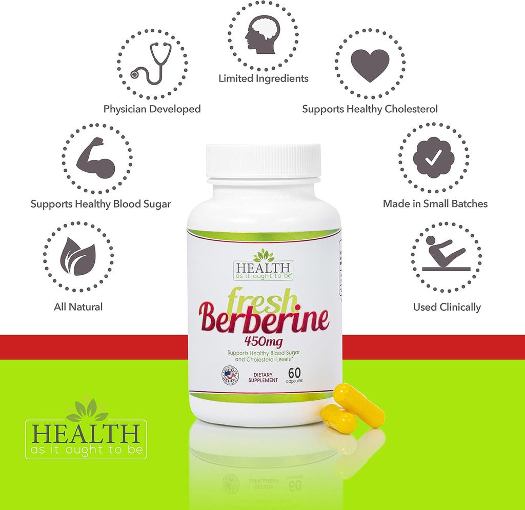 Health As It Ought To Be Fresh Berberine 450mg Supplement | Contains Only Berberine | No Preservatives | 60 Capsules 5