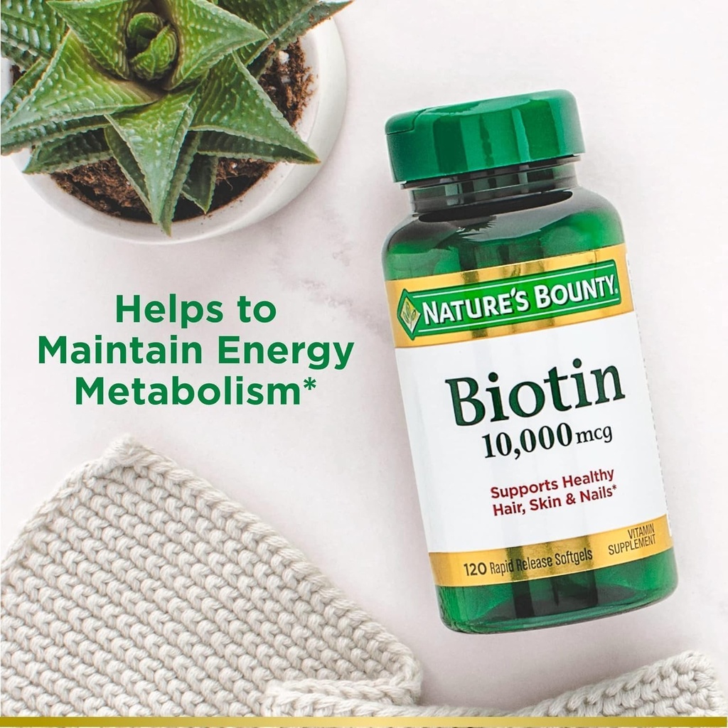 Nature's Bounty Biotin 10, 000 Mcg, Rapid Release Softgels 120 Ea (Pack of 2) 4