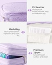 Cute Pill Organizer 2 Times a Day, PU Leather Pill Case for Women, Portable Weekly Pill Box for Purse with Storage Bag to Hold Vitamins, Medications, Fish Oils, Supplements (Purple) 5