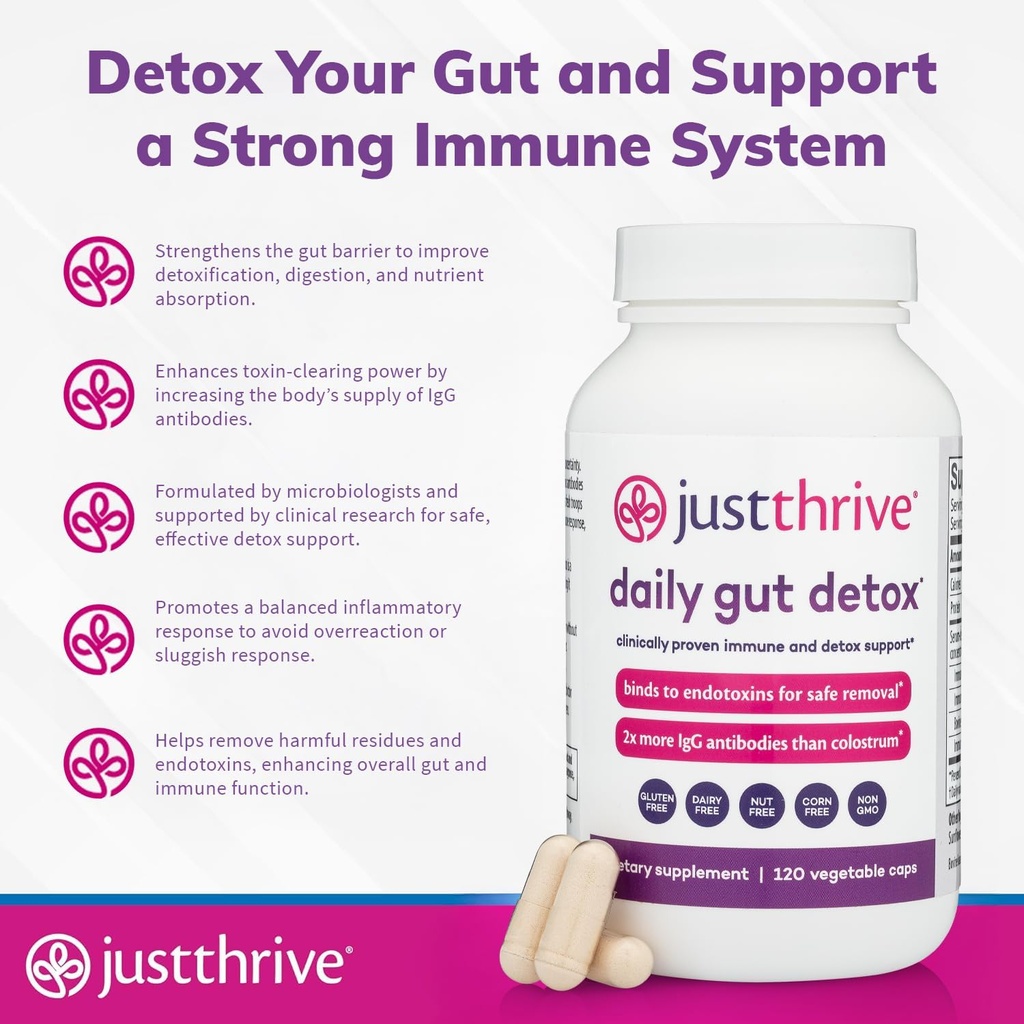 Just Thrive - Ultimate IgG - Complete Immune Support Supplement - Detox Formula, 120 Vegetable Capsules 4