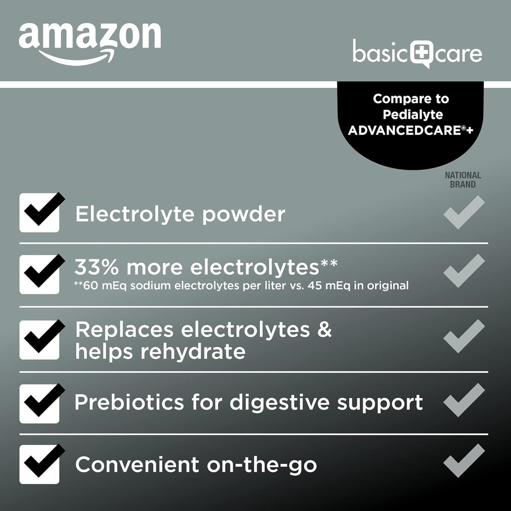 Basic Care Advantage Care Electrolyte Powder Packets for Rehydration, Strawberry Freeze, 3.60 Ounce (Pack of 1) 4