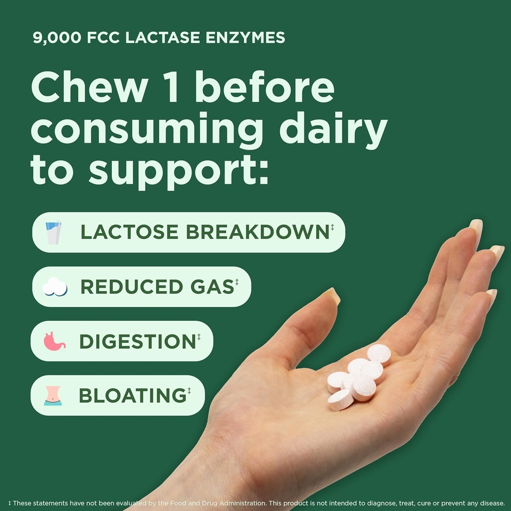 Yuve Natural Fast Acting Dairy Relief Delicious Chewables - Lactase Enzyme 9000 FCC - Say Goodbye to Dairy Discomfort from Lactose Intolerance - Strawberry Cream Flavor - 30ct 3