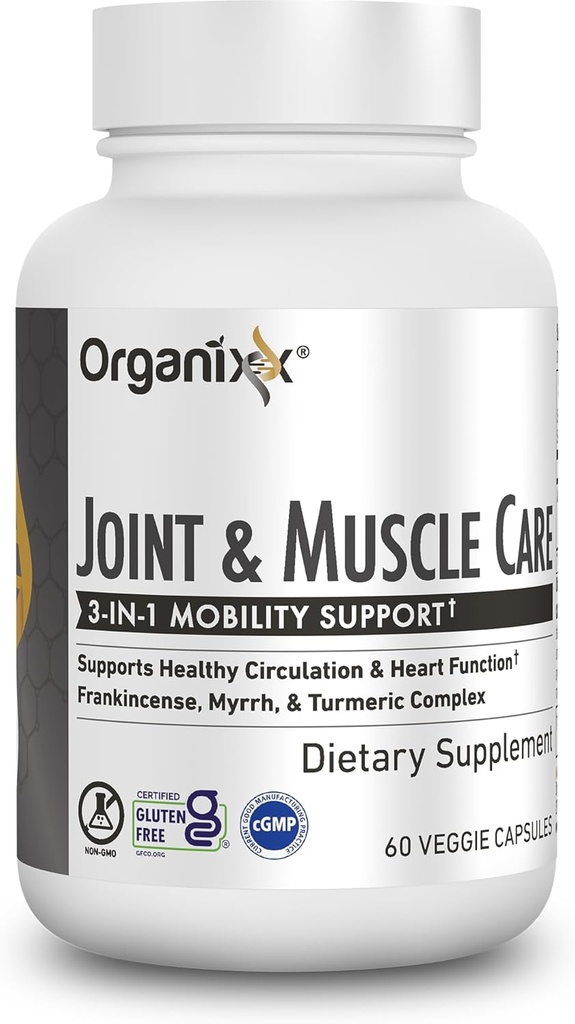 Organixx Joint & Muscle Care Organic Turmeric Supplement, 3-in-1 Frankincense, Turmeric and Myrrh Joint Health & Joint Support Supplement Body Care Capsules, Supports Swelling, Tension, 60 Capsules 2