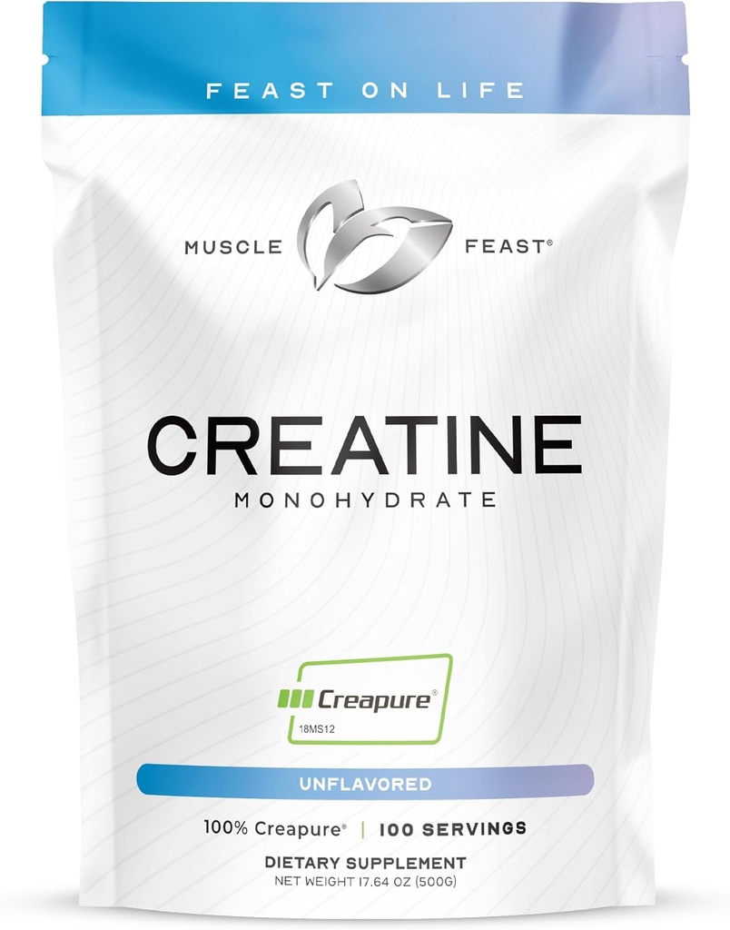 Muscle Feast Creapure Creatine Monohydrate Powder, Vegan Keto Friendly Gluten-Free, Mass Gainer, Muscle Recovery Supplement and Trusted Creatine for Muscle Growth, Creatine Powder, Unflavored, 500g 2