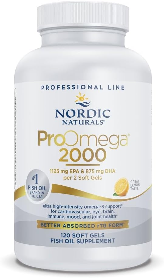 Nordic Naturals ProOmega 2000, Lemon Flavor - 2150 mg Omega-3 - 60 Soft Gels - Ultra High-Potency Fish Oil - EPA & DHA - Promotes Brain, Eye, Heart, & Immune Health - Non-GMO - 30 Servings 3