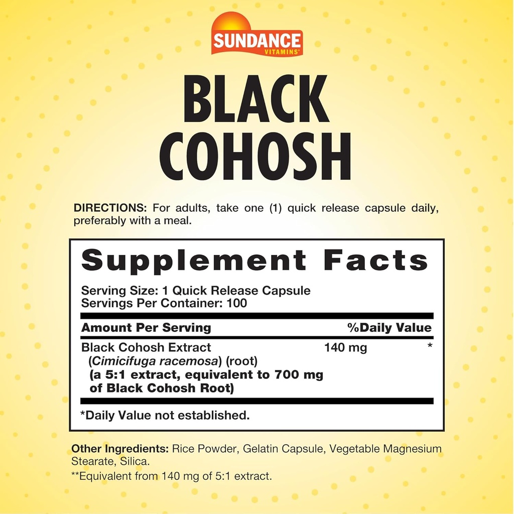 Sundance Black Cohosh 700mg | 100 Quick Release Capsules | Traditional Herb | Non-GMO and Gluten Free Supplement 3
