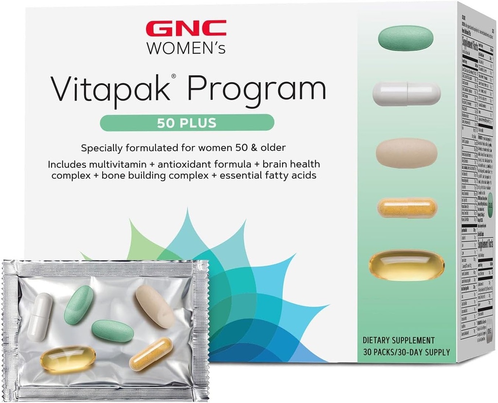 GNC Women's Ultra Mega 50 Plus Vitapak Program, 30 Packs, for Overall Women’s Health for Those Over 50 2