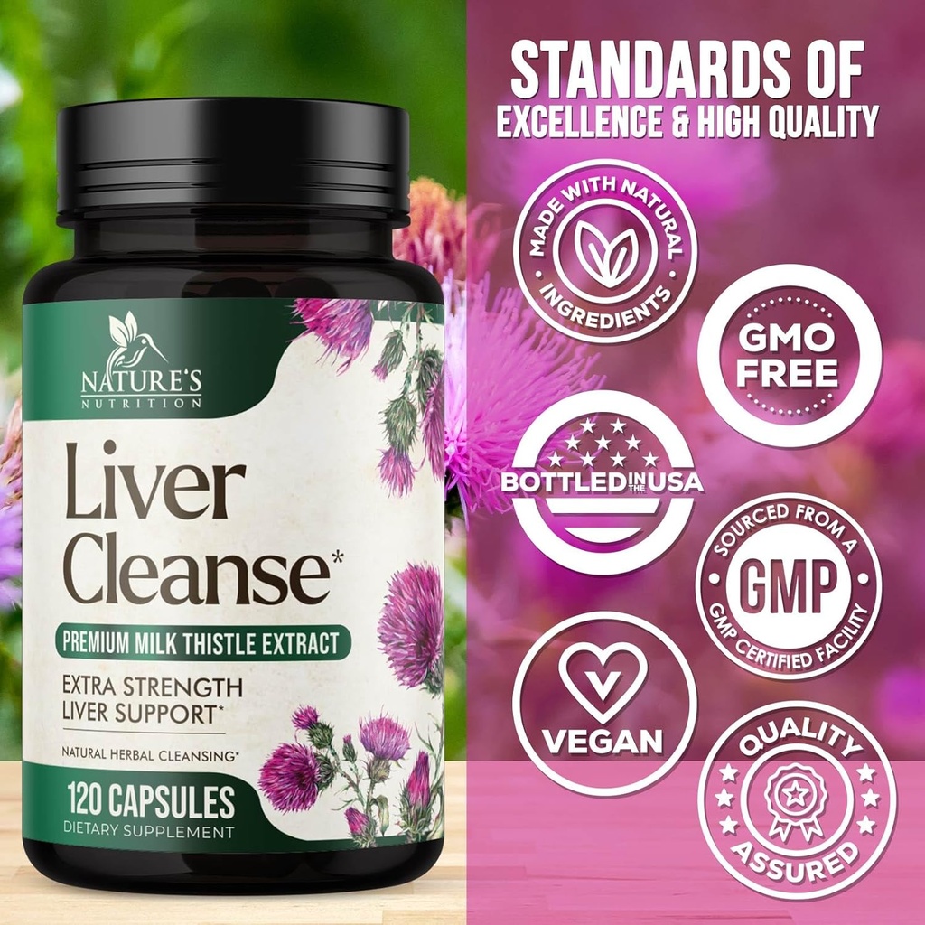 Liver Cleanse Detox & Repair Formula - 20-in-1 Advanced Liver Support Supplement with Silymarin Milk Thistle, Dandelion Root, Artichoke Extract, Turmeric, Choline, & Beetroot - 120 Veggie Capsules 5