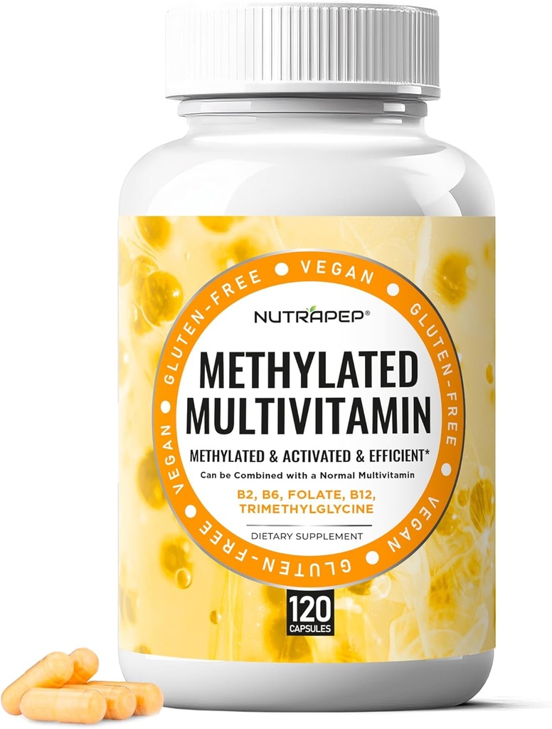 Methylated Multivitamin for Men Women - 5-MTHF Riboflavin Vitamin B2 B6 B12 B Complex Trimethylglycine Methyl Folate L Methylfolate Capsules Supplement 2
