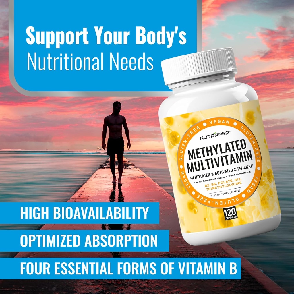 Methylated Multivitamin for Men Women - 5-MTHF Riboflavin Vitamin B2 B6 B12 B Complex Trimethylglycine Methyl Folate L Methylfolate Capsules Supplement 4