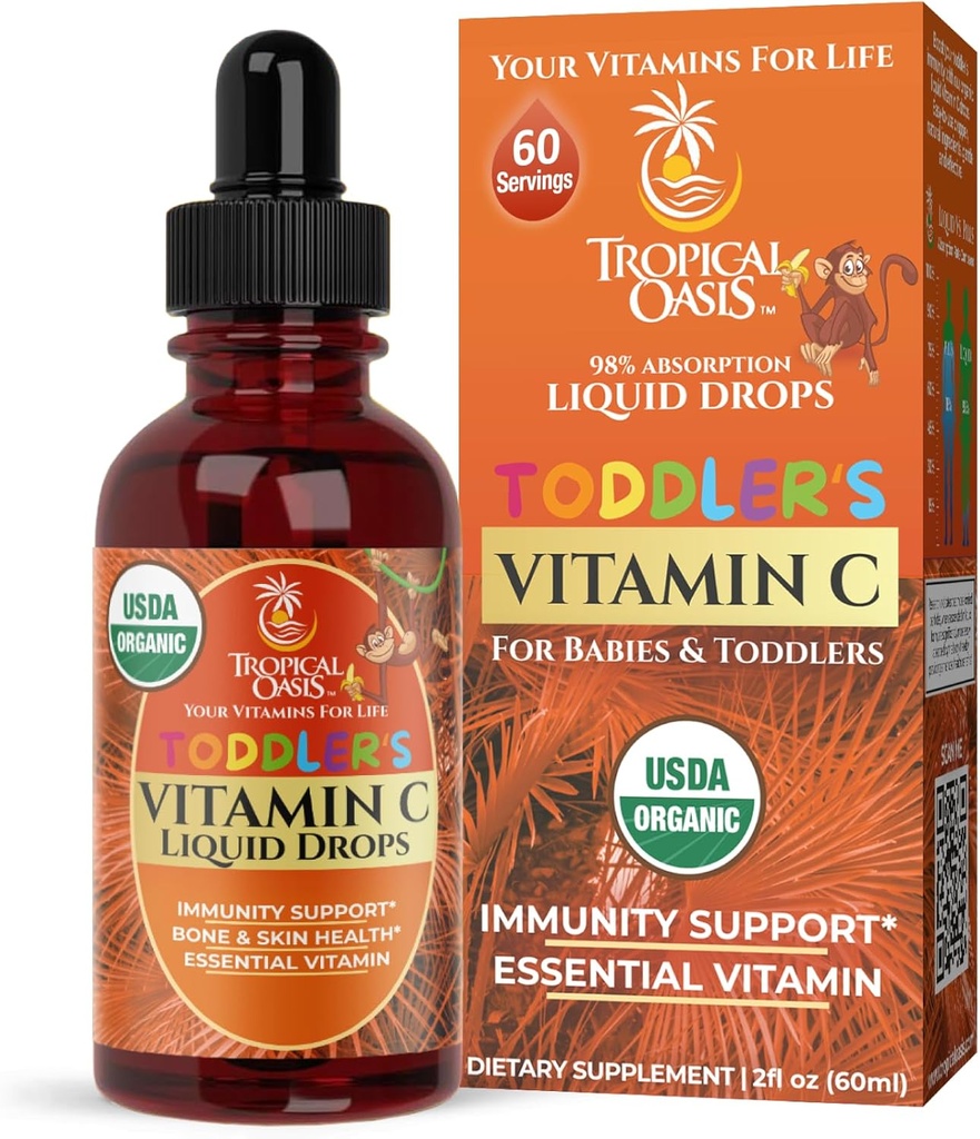USDA Organic Toddler Vitamin C Drops | Organic Vitamin C Liquid Drops for Toddlers & Babies Ages 1-3 Years | Supports Healthy Immune System | Vegan | Non-GMO | Gluten Free | 60 Servings 2