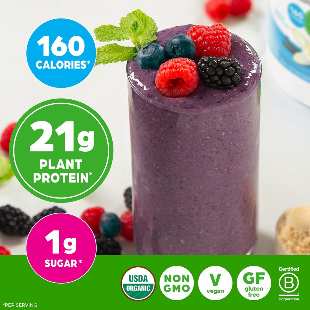 Orgain Organic Vegan Protein + 50 Superfoods Powder, Vanilla Bean - 21g Plant Based Protein, 8g Prebiotic Fiber, No Lactose Ingredients, Gluten Free, No Added Sugar, 1.12 lb (Packaging May Vary) 5