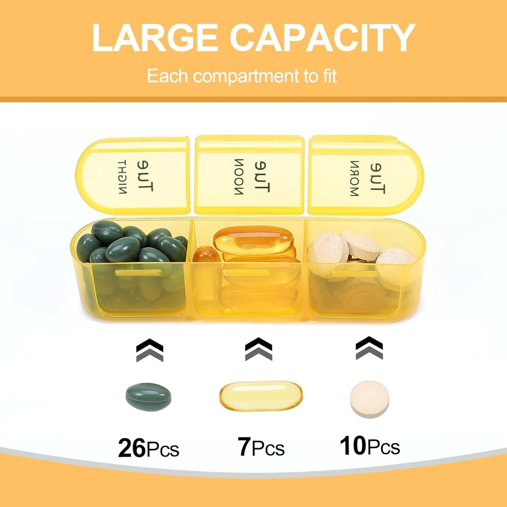 Weekly Pill Organizer 3 Times a Day,Travel Pill Box 7 Day,Daily Portable Small Pill Case,Moisture-Proof Medicine Organizer Box for Vitamins, Fish Oils, Supplements and Medications Supplement（White） 6