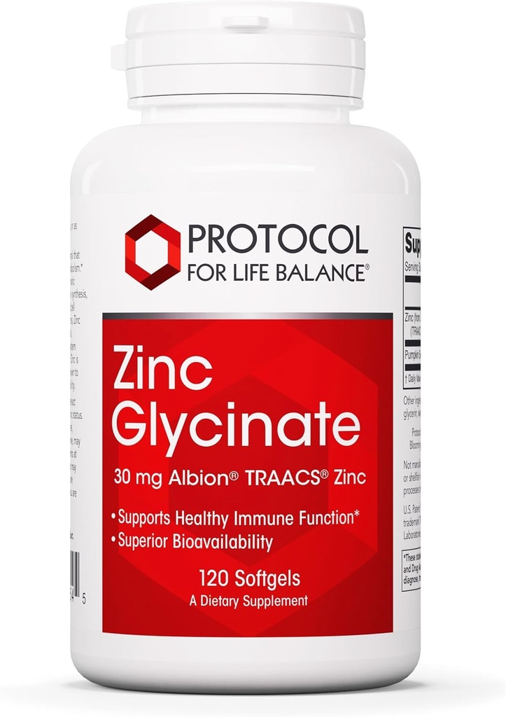 Protocol Zinc Glycinate 30mg - with Albion Traacs Zinc - Zinc Glycinate Supplement - Immune System Support* - Keto Friendly & Dairy Free - 120 Softgels 2