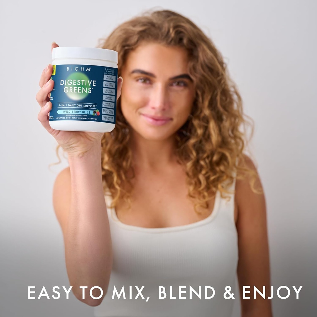 BIOHM Digestive Reds, Superfood Powder (7.4 Oz, 30 Servings) Antioxidants, Vitamins, Probiotics, Digestive Health for Women and Men with Enzymes, Beets, Goji, Pomegrante, Red Berry Flavor 5