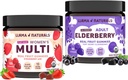 Llama Naturals Adult Elderberry Gummies + Women's Multivitamin Gummies Bundle | No Added Sugar Cane | Vegan | Organic | 2 Bottles 2