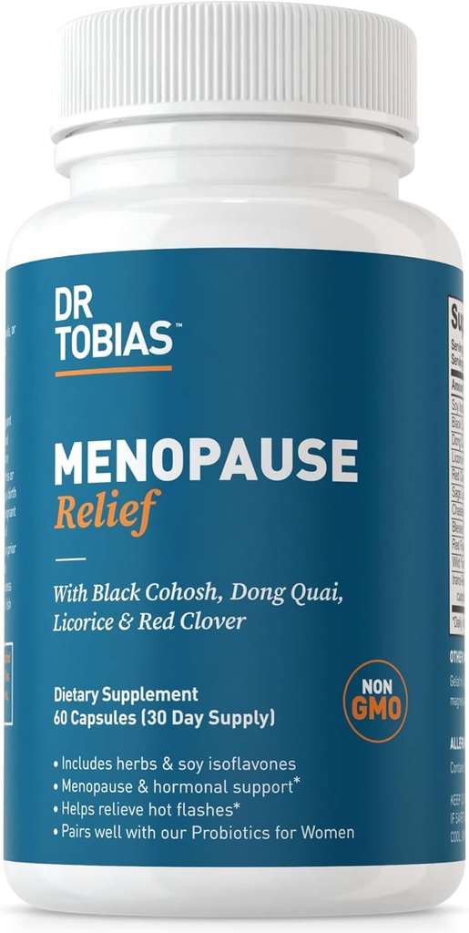 Dr. Tobias Menopause Relief with Black Cohosh, Soy Isoflavones, Don Quai, Hot Flash & Night Sweats Relief for Women, Non-GMO Menopause Supplements for Women, 60 Capsules, 30 Servings 2