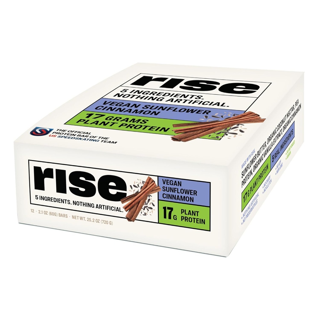 Rise Pea Protein Bar - Vegan Sunflower Cinnamon | Breakfast Bar & Protein Snack 17g Protein Just 5 Whole Food Ingredients Non-GMO Gluten-Free Soy Free 2