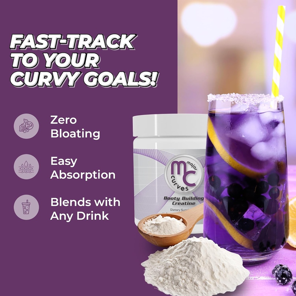 Booty Building Creatine Powder for Women - Micronized Monohydrate The One Sol ution for Maximum Absorption and Gains - Unflavored Perfect Peach Booty and Bum Builder 4