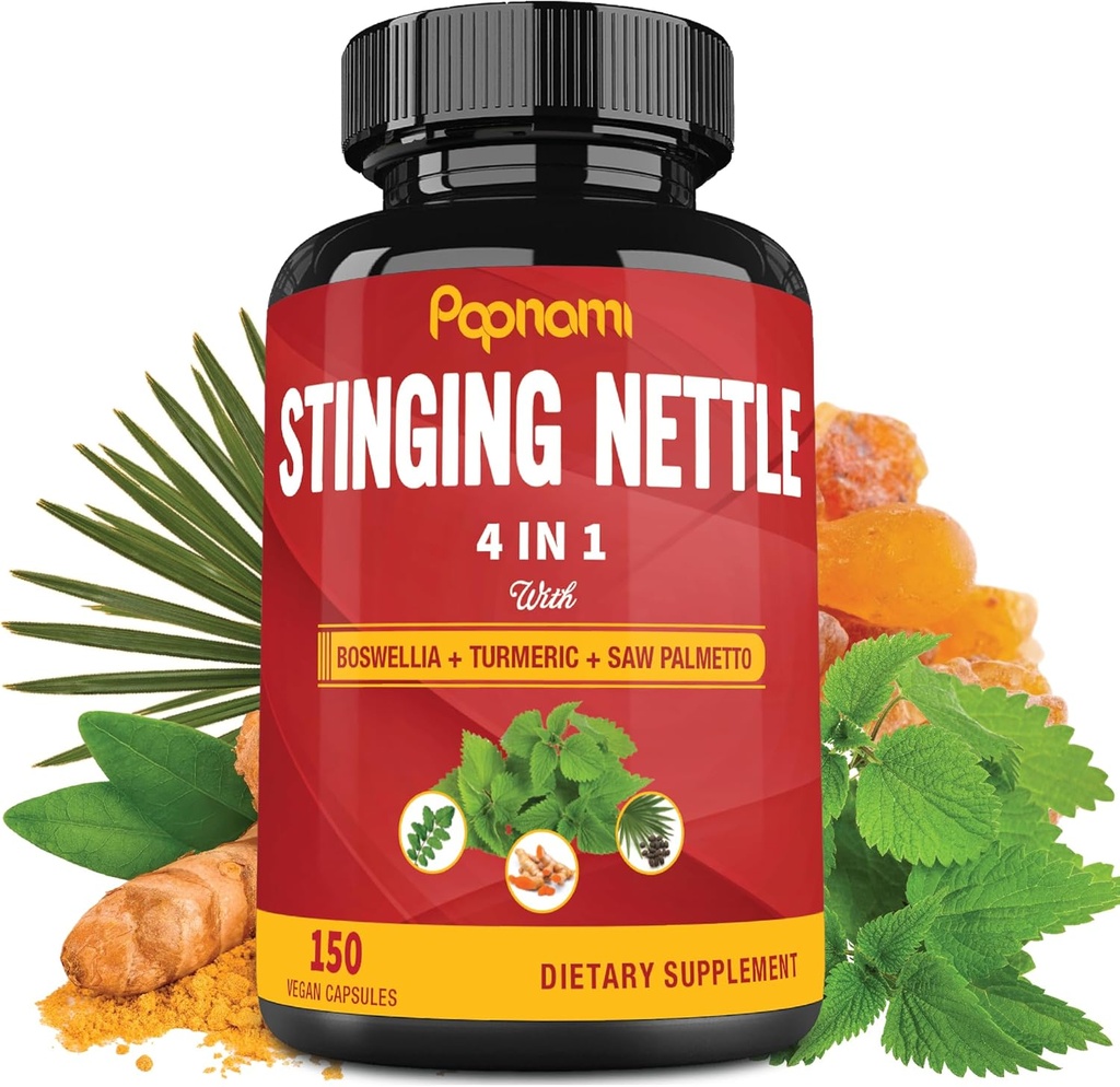 Stinging Nettle Extract Capsules - 4in1 Combined with Boswellia, Turmeric & Saw Palmetto - 150 Counts for 5 Months - Supports Joint, Body Management, Skin, Hair & Immunity 2
