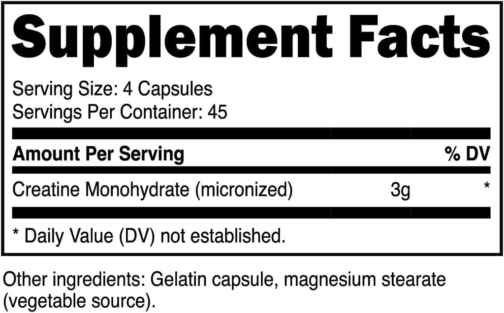 Primal Creatine Monohydrate (3,000 Mg, 180 Caps) - Micronized Creatine Supplement, 750mg Per Capsule, Great for Preworkout and Recovery - Gluten-Free, Non-GMO 3