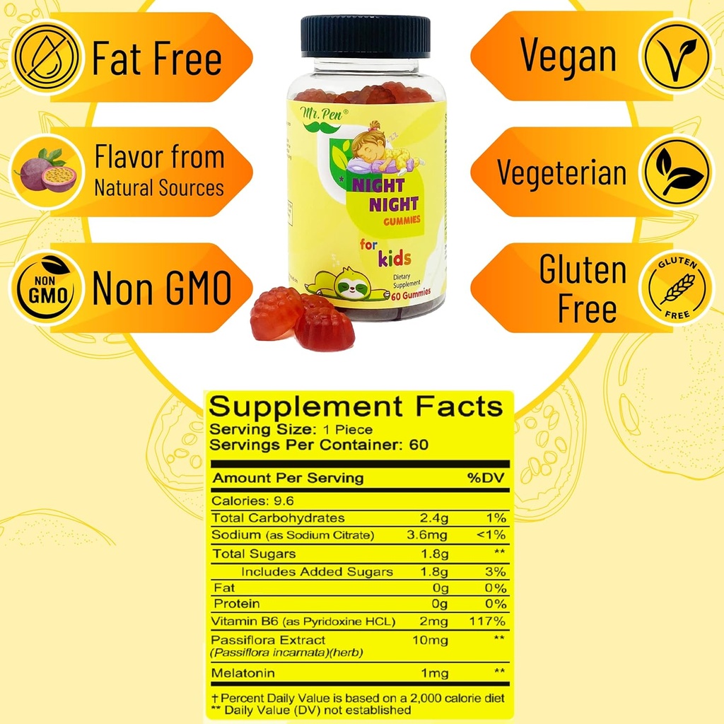 Melatonin Gummies for Kids | 60 Gummies | 2 Months Supplies | Passion Fruit Flavor | Natural Kids Sleep Supplement | 4+ Years, Melatonin Gummies Kids, Supplement for Faster and Longer Sleep 3