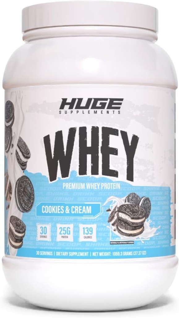 Huge Whey, Protein Powder for Muscle Gain, 25g Protein, 12g EAAs, Supports Muscle Growth, Performance & Recovery (Cookie & Cream, 30 Servings) 2