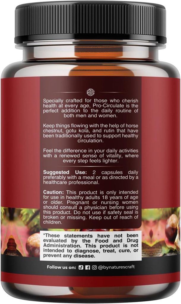 Vein Support Supplements Leg and Veins - Full Body Circulation Supplement for Spider & Varicose Veins and Improved Flow with Horse Chestnut Extract & Flavonoids - Vegan Non-GMO Mini Caps (2 Month) 3