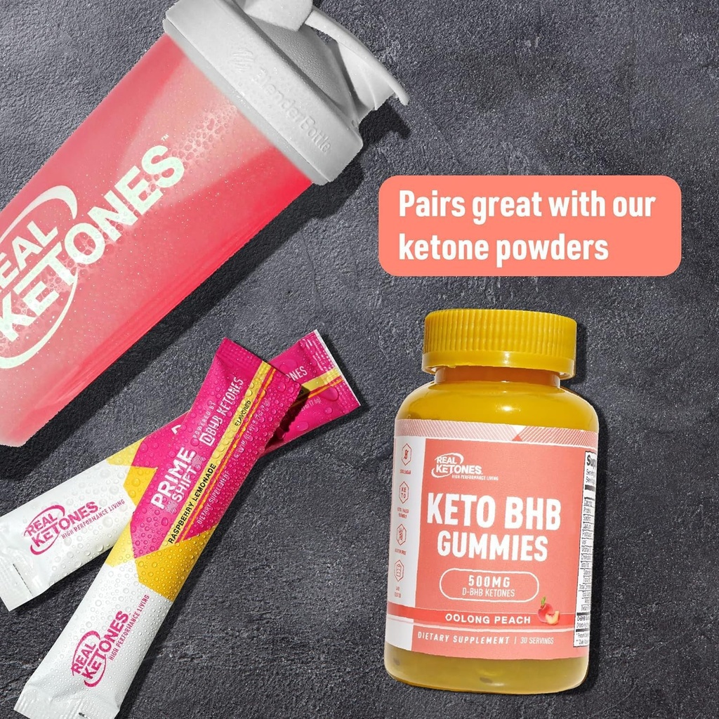 Real Ketones Keto BHB Gummies - Keto Gummies with BHB Exogenous Ketones for Enhanced Performance Energy Focus and Keto Diet Support - High Strength Sugar Free Keto Gummy - 30 Servings (Peach) 6