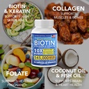 Biotin and Collagen Vitamins + Keratin with Folate - Hair Loss Treatments for Women & Men - Follicle, Skin and Nail Supplements for Hair Growth & Postpartum Support - GMO Free & Gluten Free (120 Caps) 5