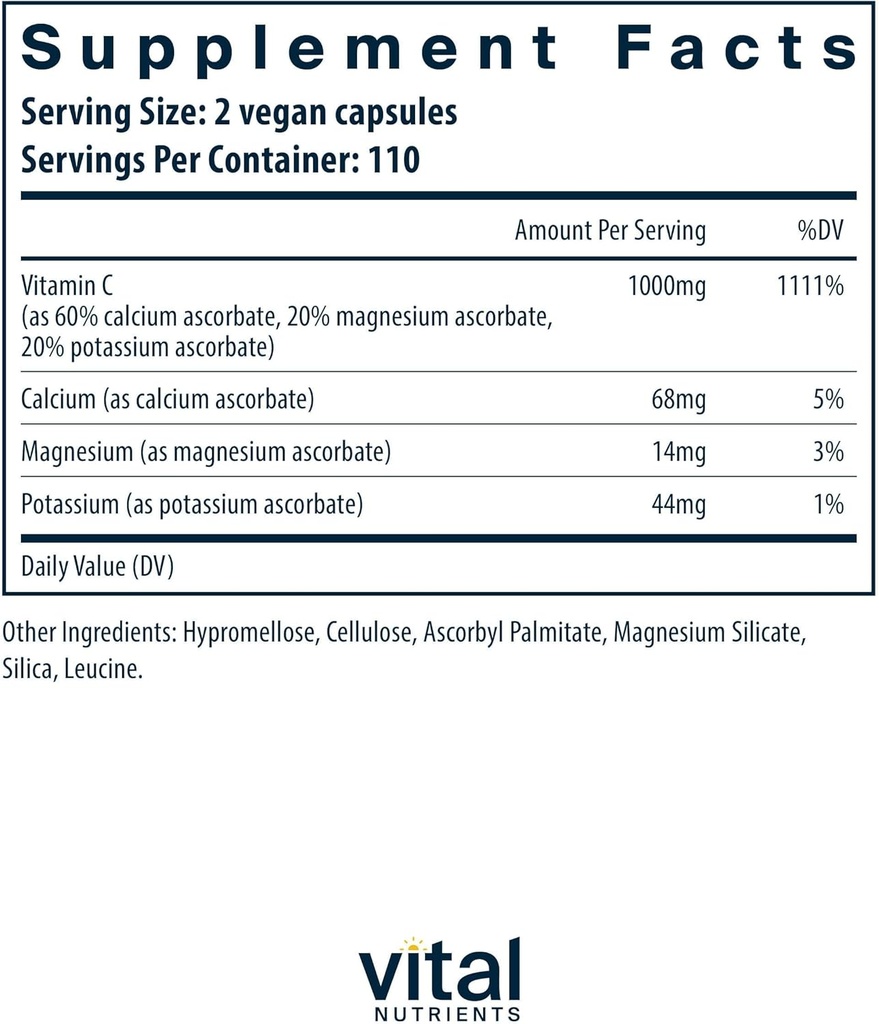 Vital Nutrients Buffered Vitamin C 500mg | Vegan Gentle Vitamin C for Sensitive Individuals* | Immune Support Supplement* | Gluten, Dairy and Soy Free | Non-GMO | 220 Capsules 3