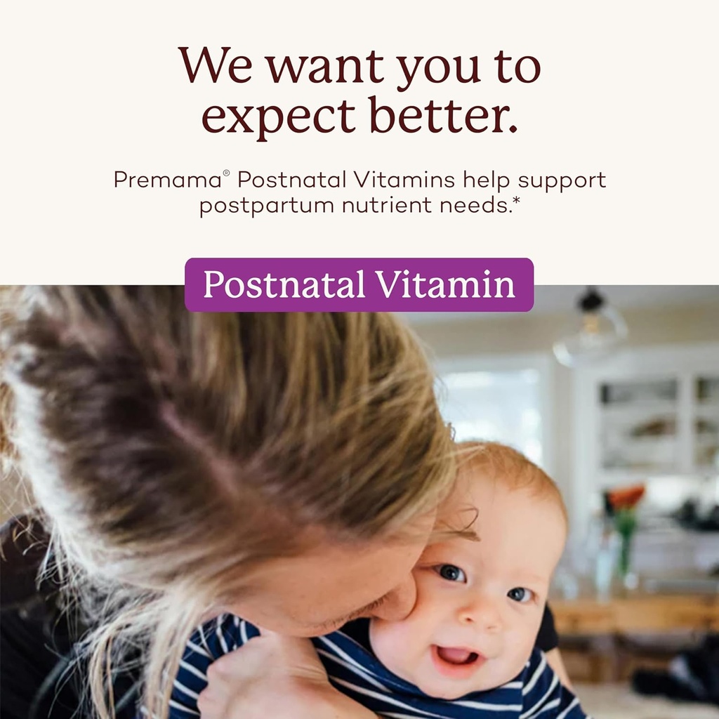 PREMAMA Postpartum Multivitamin with Vitamin B12 & Folate, Postnatal Support for Lactation and Breastfeeding, 28 Servings 3
