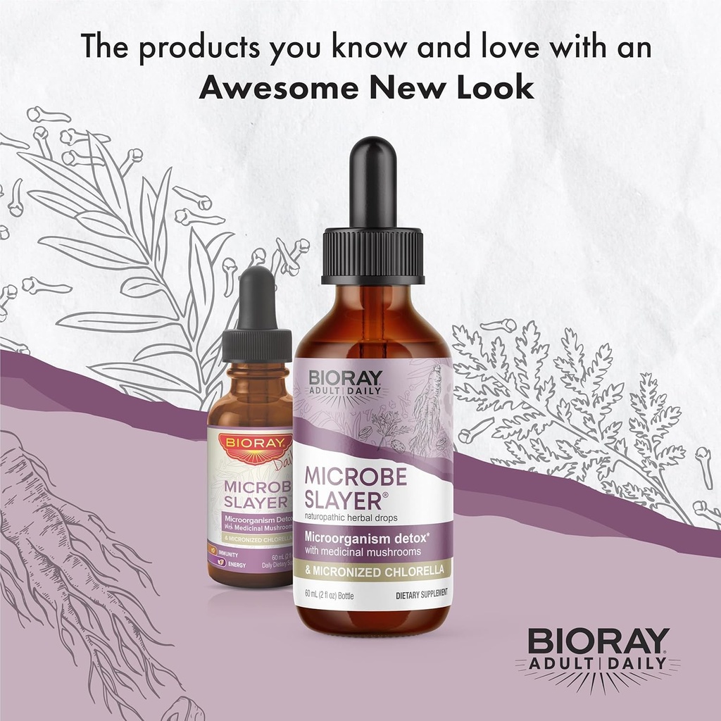 BIORAY Daily Microbe Slayer - 2 fl oz - Promotes Balance of Intestinal Microbes & Nourishes The Liver - Non-GMO, Vegetarian, Gluten Free 4