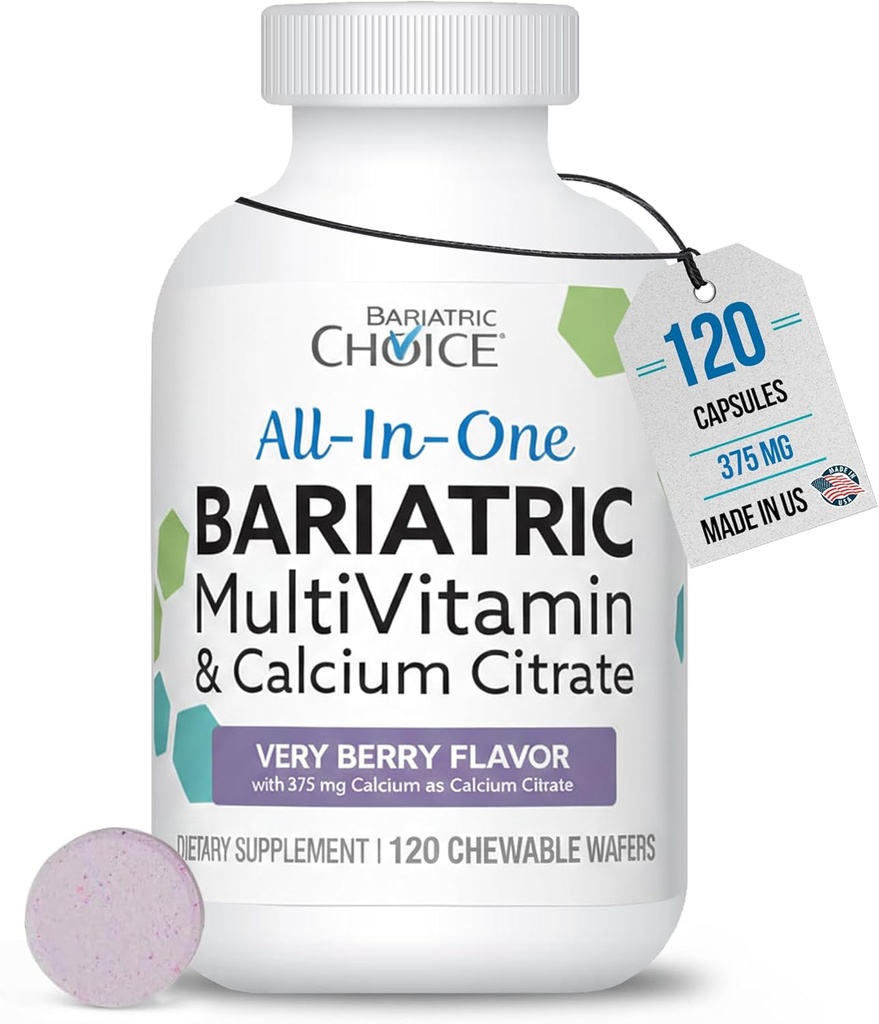 Bariatric Choice All-in-One Chewable Bariatric MultiVitamin with Iron & Calcium Citrate, Very Berry (120ct) 2