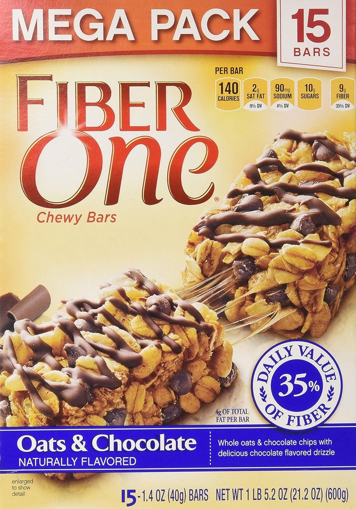 Fiber One Chewy Bar, Oats and Chocolate, Fiber Bars Mega Pack, 1.4 Ounce (Pack of 30) 3