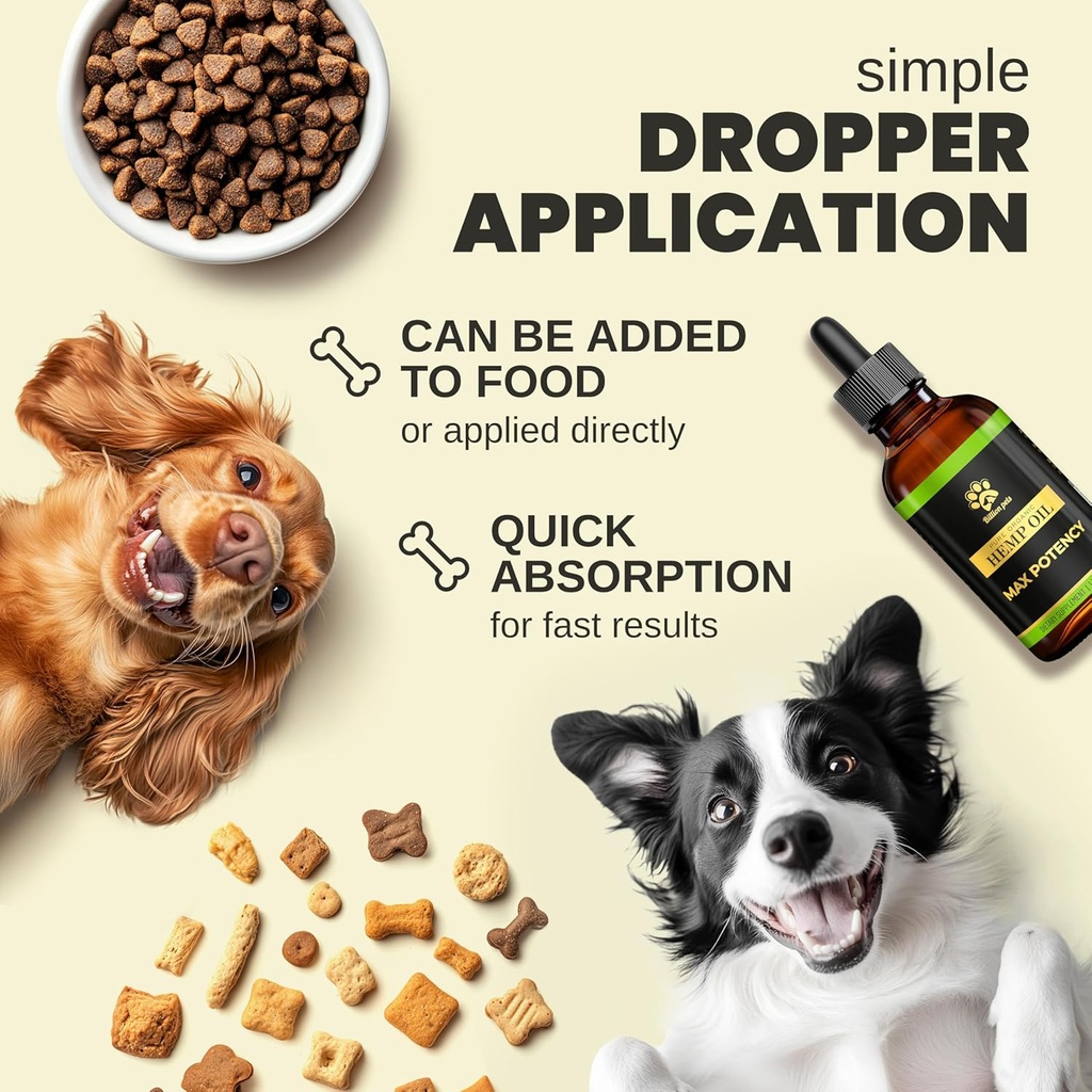 Billion Pets - Hemp Oil for Dogs and Cats - Helps with Anxiety, Pain, Stress, Sleep, Arthritis, Seizures Relief - Hip and Joint Support - Calming Drops 5