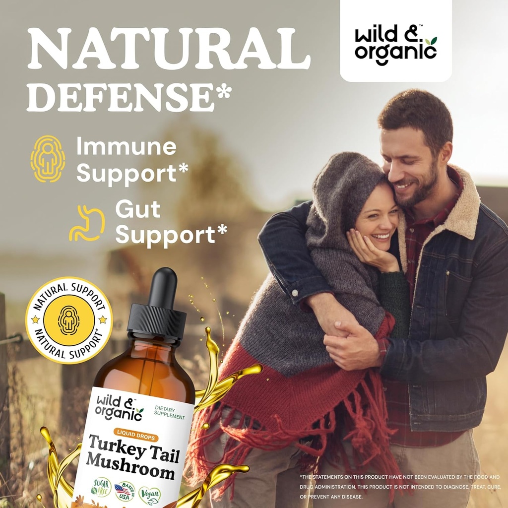 Wild & Organic Lion's Mane Tincture 4 fl oz & Turkey Tail Tincture 4 fl oz 5