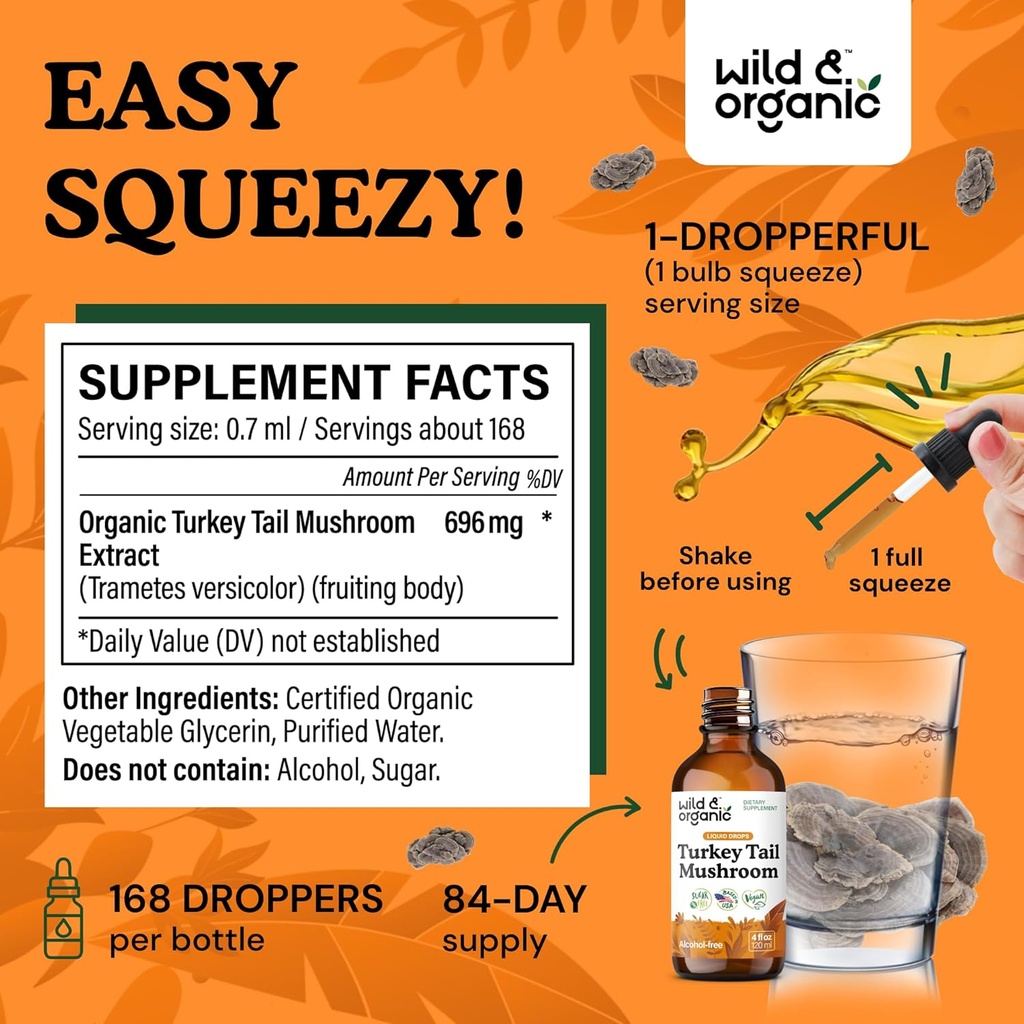 Wild & Organic Lion's Mane Tincture 4 fl oz & Turkey Tail Tincture 4 fl oz 6