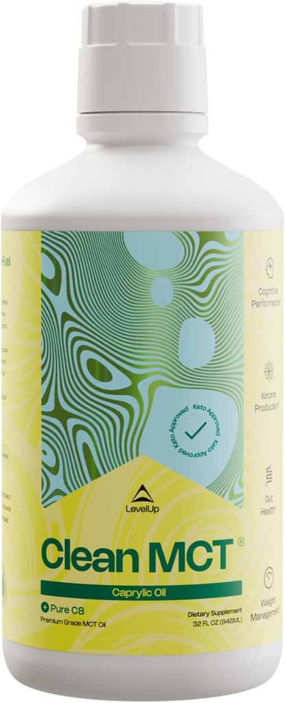 LevelUp Clean MCT Oil - 100% Caprylic C8 for Energy, Focus, Weight Management, Gut Health, Brain Superfuel - Keto Supplement for Ketogenic Coffee and Ketones - Non-GMO (32 oz) 2