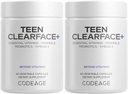 Codeage Teen Clearface Adolescent Face, Skin & Pimples, Vitamins A, C, D3, E, Pantothenic Acid, Niacin, Zinc Supplement Teenagers, Probiotics, L-Lysine, Omega-3, Oily Skin, Pores, Spots - 2 Pack 2