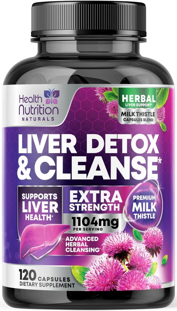 Gentle Liver Cleanse Detox & Repair Formula - Advanced Liver Support Supplement with Silymarin Milk Thistle, Dandelion Root, Artichoke Extract, Turmeric, Choline, & Beetroot - 120 Veggie Capsules 2