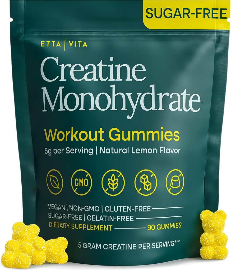 Sugar-Free Creatine Monohydrate Gummies 5gram per Serving, Potent Creatine Gummies for Men & Women, Supplement for Muscle Support, Cellular Energy & Cognitive Function, Gluten-Free 2