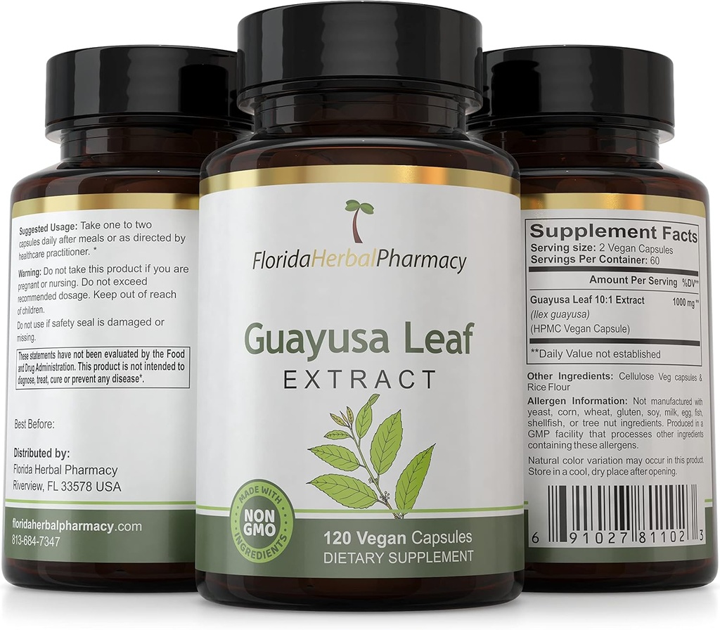 Florida Herbal Pharmacy, Guayusa Leaf Extract Supplement Capsules 5