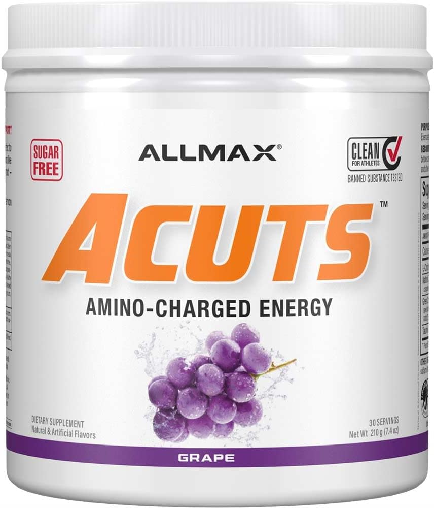 ALLMAX Nutrition AMINOCUTS (ACUTS), Amino-Charged Energy Drink with Taurine, L-Carnitine, Green Coffee Bean Extract, Grape, 30 Servings 2