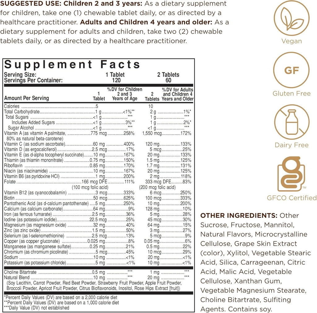Solgar Kangavites, Bouncin’ Berry Flavor - 120 Chewable Tablets - Complete Multivitamin & Mineral Formula for Children - Vegan, Gluten Free 3