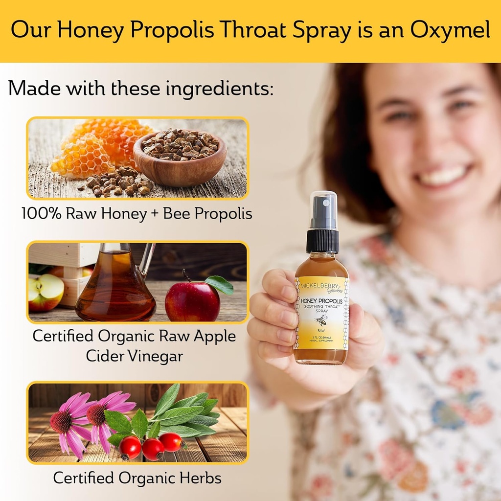 Mickelberry Gardens Honey Propolis Throat Spray - Soothing Sore Throat Relief & Propolis Immune Support - Herbal & Honey Formula (2 oz) 6